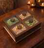 4-Section Wooden Dry Fruit Box With Glass Top