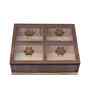 4-Section Wooden Dry Fruit Box With Glass Top