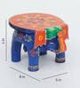 Wooden Elephant Shape Blue Color Decoration Showpieces