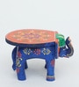 Wooden Elephant Shape Blue Color Decoration Showpieces