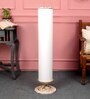 Turin Off White Cottan Fabric Shade Column Floor Lamp With Mango wood Base