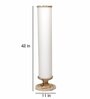 Turin Off White Cottan Fabric Shade Column Floor Lamp With Mango wood Base