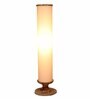 Turin Off White Cottan Fabric Shade Column Floor Lamp With Mango wood Base