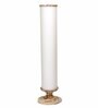 Turin Off White Cottan Fabric Shade Column Floor Lamp With Mango wood Base