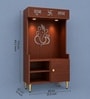 Wooden Floor Pooja Mandir with Ganesh Om Back Panel Shubh Labh Top Design & Cabinet
