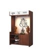 Wooden Floor Pooja Mandir with Ganesh Om Back Panel Shubh Labh Top Design & Cabinet