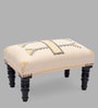 Wooden Foot Stool In Cream Colour