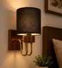Wooden Gold Wall Lamp with Black Jute shade