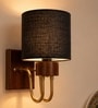 Wooden Gold Wall Lamp with Black Jute shade