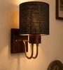 Wooden Gold Wall Lamp with Brown Jute shade