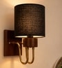Wooden Gold Wall Lamp with Brown Jute shade