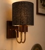 Wooden Gold Wall Lamp with Brown Jute shade