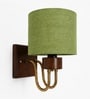 Wooden Gold Wall Lamp with Green shade