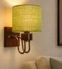 Wooden Gold Wall Lamp with Green shade