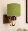 Wooden Gold Wall Lamp with Green shade