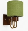 Wooden Gold Wall Lamp with Green shade