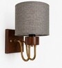 Wooden Gold Wall Lamp with Grey Jute shade