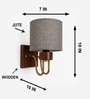 Wooden Gold Wall Lamp with Grey Jute shade