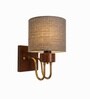 Wooden Gold Wall Lamp with Grey Jute shade