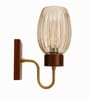 Wooden Gold Wall Lamp with Lavender Glass