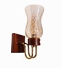 Wooden Gold Wall Lamp with Lavender Glass