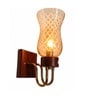 Wooden Gold Wall Lamp with Lavender Glass