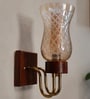 Wooden Gold Wall Lamp with Lavender Glass