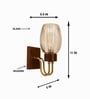 Wooden Gold Wall Lamp with Lavender Glass