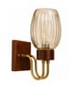Wooden Gold Wall Lamp with Lavender Glass