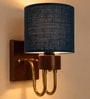 Wooden Gold Wall Lamp with Maroon Jute shade