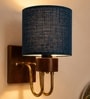 Wooden Gold Wall Lamp with Maroon Jute shade