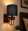 Wooden Gold Wall Lamp with Maroon Jute shade