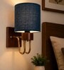 Wooden Gold Wall Lamp with Maroon Jute shade