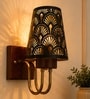 Wooden Gold Wall Lamp with Metal Etched Shade