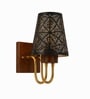Wooden Gold Wall Lamp with Metal Etched Shade
