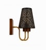 Wooden Gold Wall Lamp with Metal Etched Shade