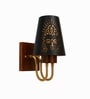 Wooden Gold Wall Lamp with Metal Etched Shade