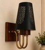 Wooden Gold Wall Lamp with Metal Etched Shade