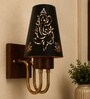 Wooden Gold Wall Lamp with Metal Etched Shade