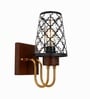 Wooden Gold Wall Lamp with Metal Etched Shade