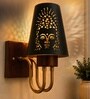 Wooden Gold Wall Lamp with Metal Etched Shade
