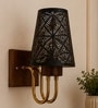Wooden Gold Wall Lamp with Metal Etched Shade