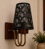 Wooden Gold Wall Lamp with Metal Etched Shade
