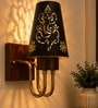 Wooden Gold Wall Lamp with Metal Etched Shade