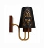 Wooden Gold Wall Lamp with Metal Etched Shade