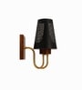 Wooden Gold Wall Lamp with Metal Etched Shade