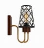 Wooden Gold Wall Lamp with Metal Etched Shade