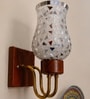 Wooden Gold Wall Lamp with Mosaic Glass