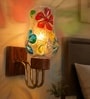 Wooden Gold Wall Lamp with Mosaic Glass