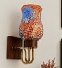 Wooden Gold Wall Lamp with Mosaic Glass